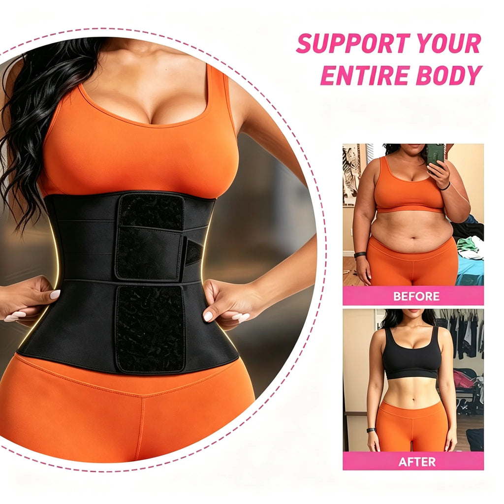 Leopard Print Waist Trainer for Women Tummy Control Belt - Triple Wrap Waist Cincher, Adjustable Compression Workout Trimmer Band & Posture Back Support