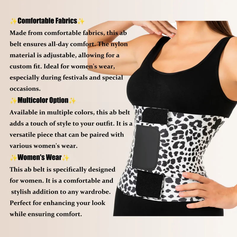 Leopard Print Waist Trainer for Women Tummy Control Belt - Triple Wrap Waist Cincher, Adjustable Compression Workout Trimmer Band & Posture Back Support