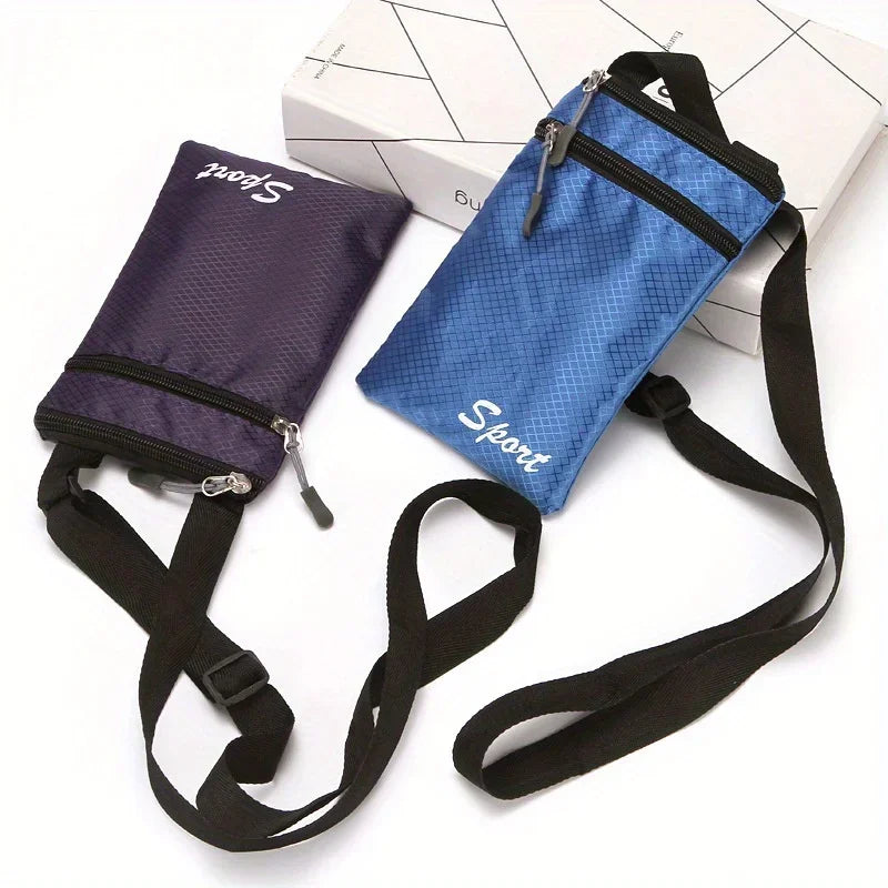 Waterproof Crossbody Phone Bag for Men & Women - Small Sports Shoulder Pouch with Adjustable Strap, Lightweight Polyester Travel Neck Wallet