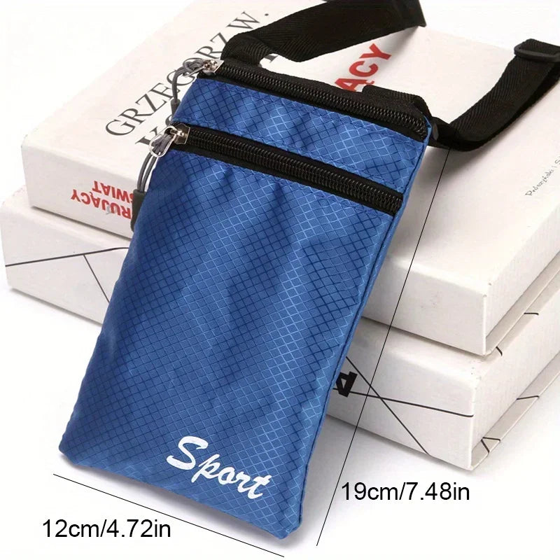 Waterproof Crossbody Phone Bag for Men & Women - Small Sports Shoulder Pouch with Adjustable Strap, Lightweight Polyester Travel Neck Wallet