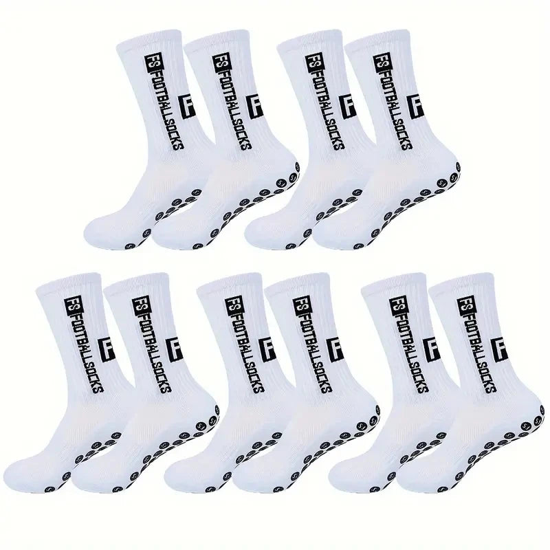 5-Pair Non-Slip Soccer Socks, Breathable Knee-High Athletic Socks