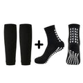 Men's Professional Anti-Slip Grip Socks and Leg Sleeves Set - Athletic Mid-Tube Sports Grip Socks for Football, Soccer & Basketball