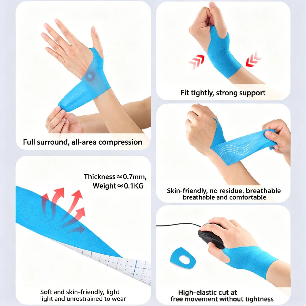 20-Piece Pre-Cut Kinesiology Tape Strips, Waterproof Wrist Support Tape