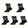 5-Pair Non-Slip Soccer Socks, Breathable Knee-High Athletic Socks