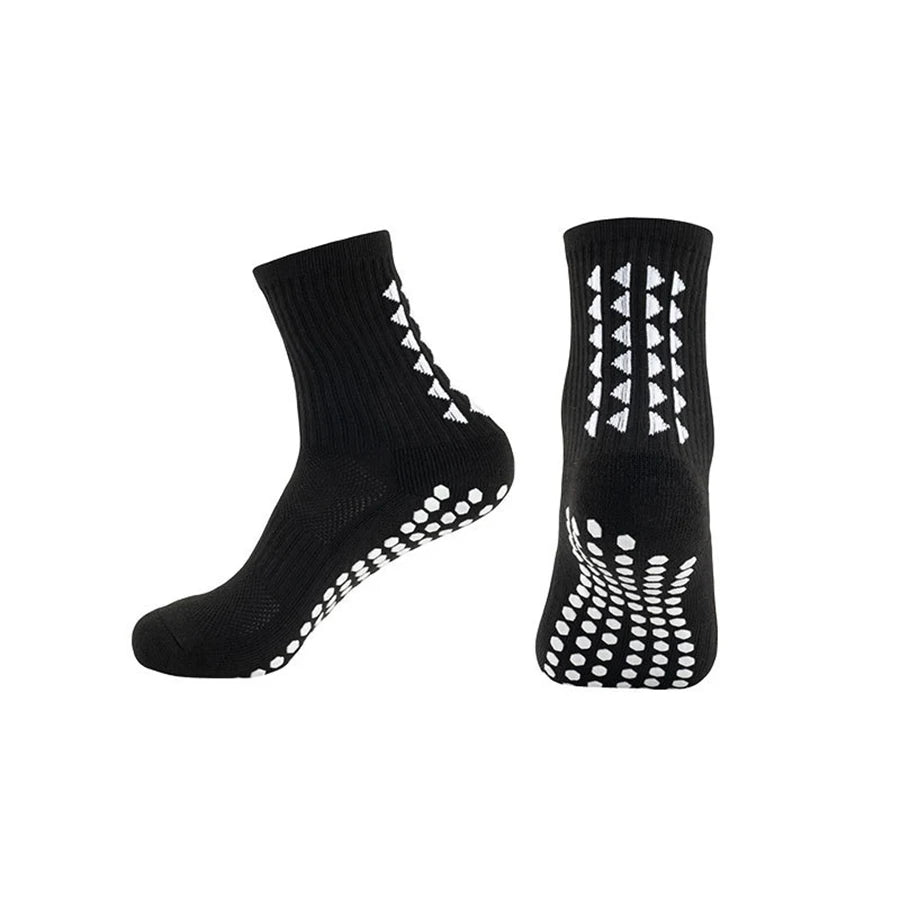 Men's Professional Anti-Slip Grip Socks and Leg Sleeves Set - Athletic Mid-Tube Sports Grip Socks for Football, Soccer & Basketball