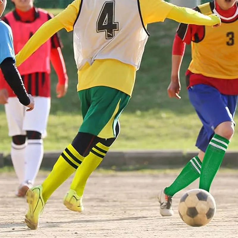 1-Pair Striped Soccer Socks, Anti-Slip Knee-High Sports Socks