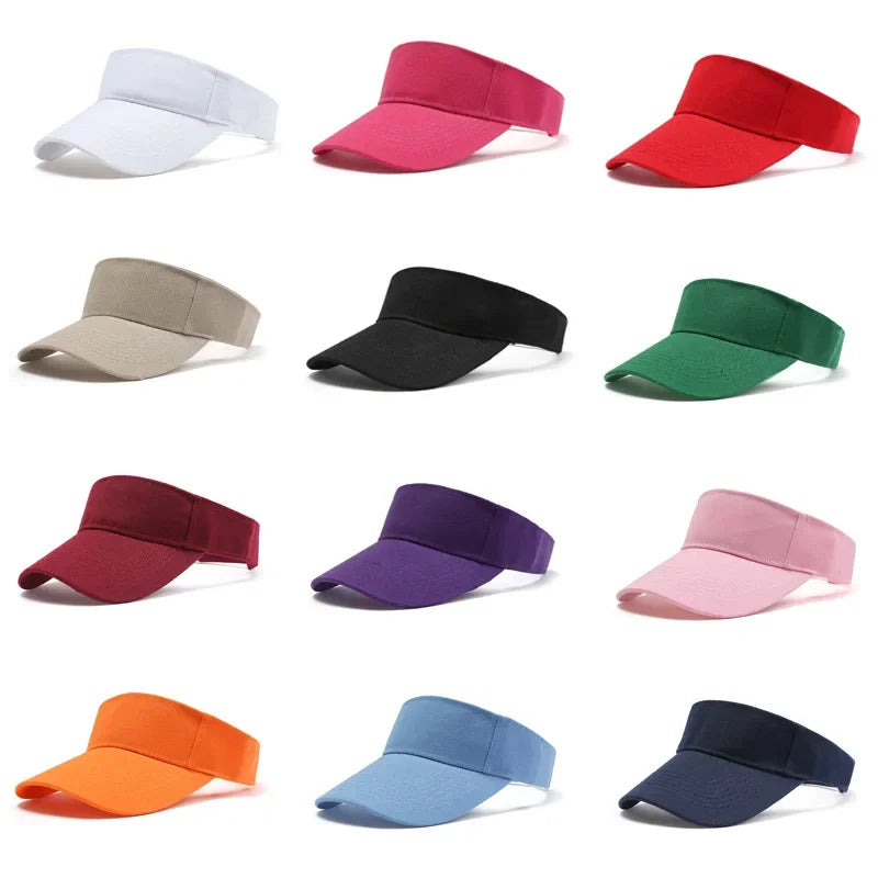 Unisex Outdoor Sports Sun Visor Hat - Adjustable Cotton Tennis Golf Cap, UV Protection Top Empty Running Hat for Men & Women