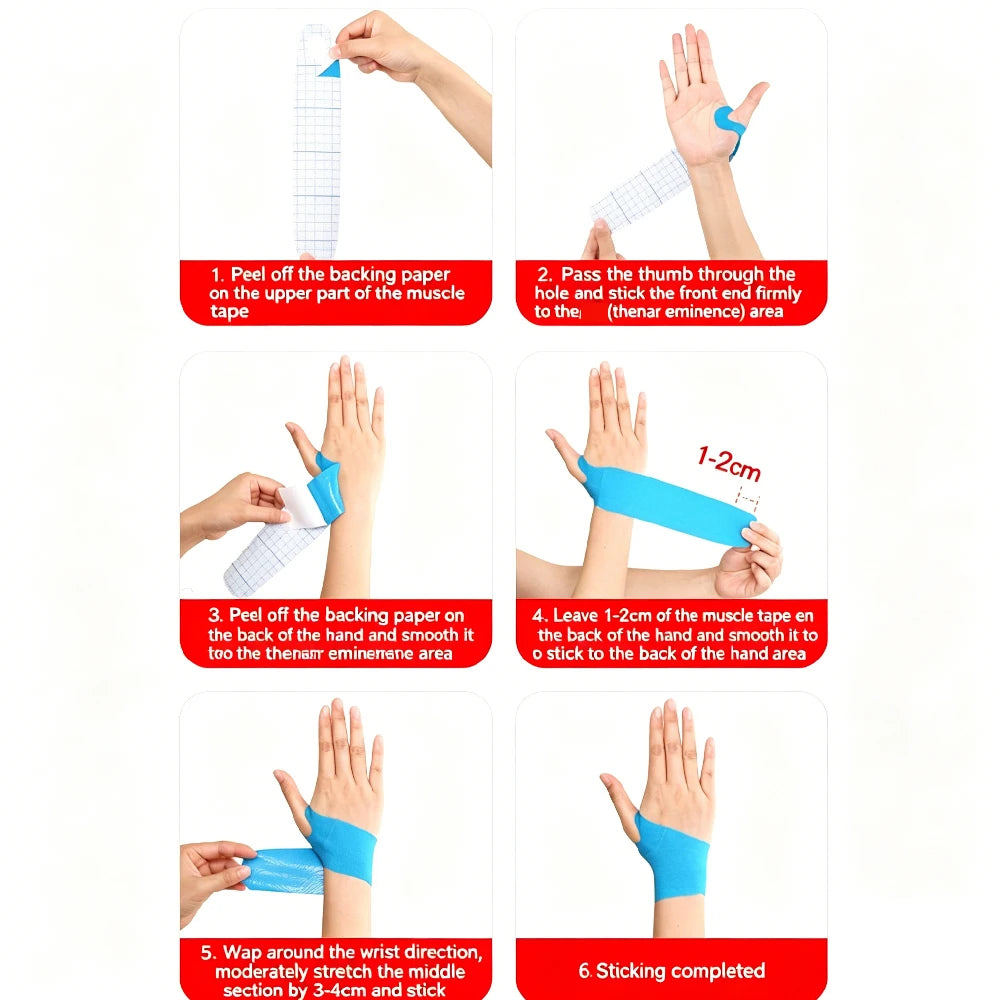 20-Piece Pre-Cut Kinesiology Tape Strips, Waterproof Wrist Support Tape