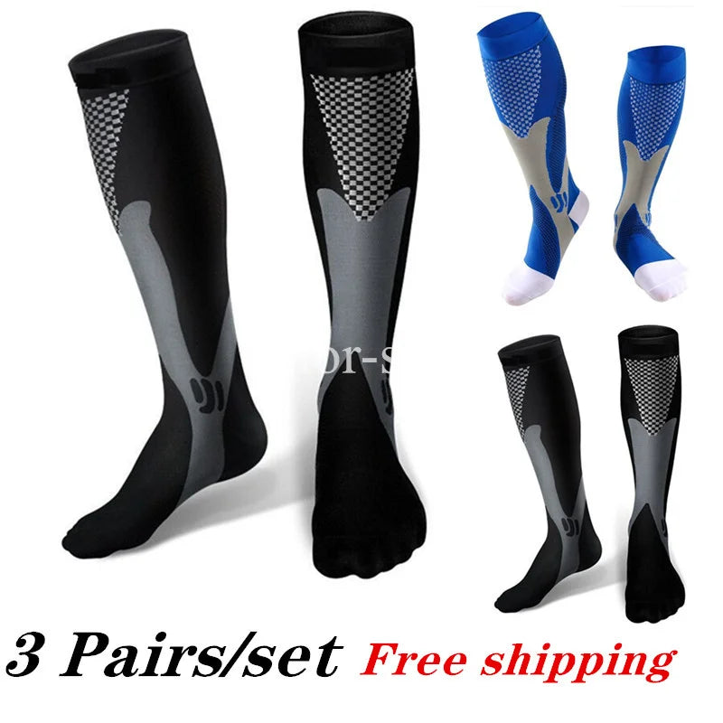 Knee-High Compression Sports Socks, Cotton Athletic Socks