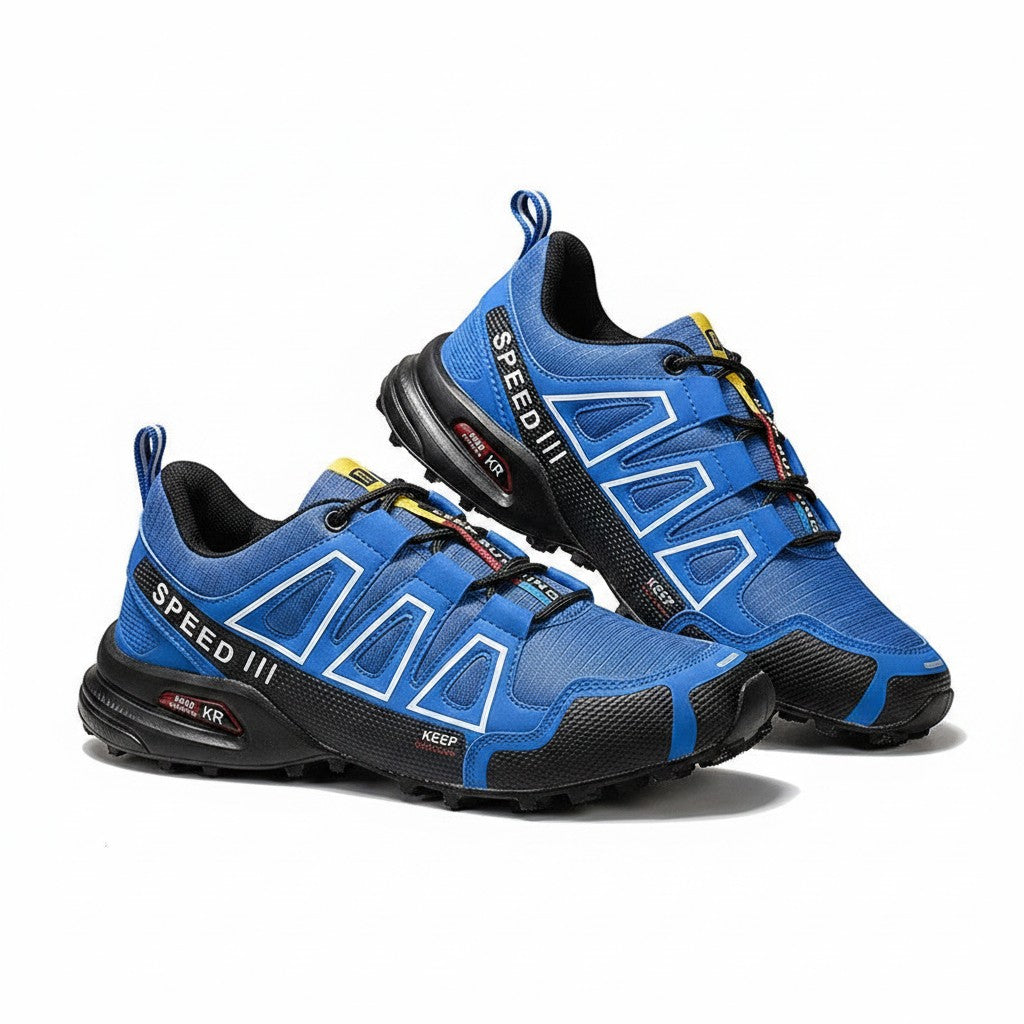 Swiftpick shop blue breathable trekking shoes with lightweight mesh upper and shock-absorbing trail grip outsole